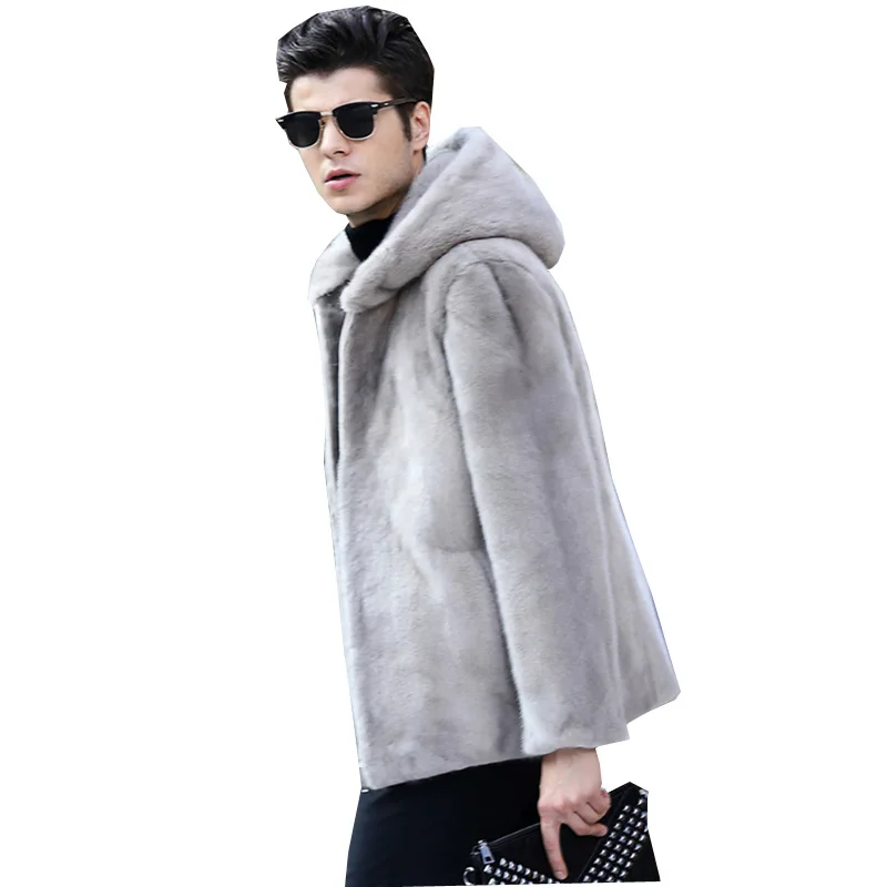 

S-6XL New Fashion Winter Clothing men's Fur Coats High imitation Mink fur Coat hooded middle-aged Men's Faux Fur Jackets