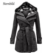 STERNBILD Women Fashion Woolen Coat Winter Casual Hooded Warm Jacket for Women Double Breasted Pea Outwear Solid Hot Sale S-3XL