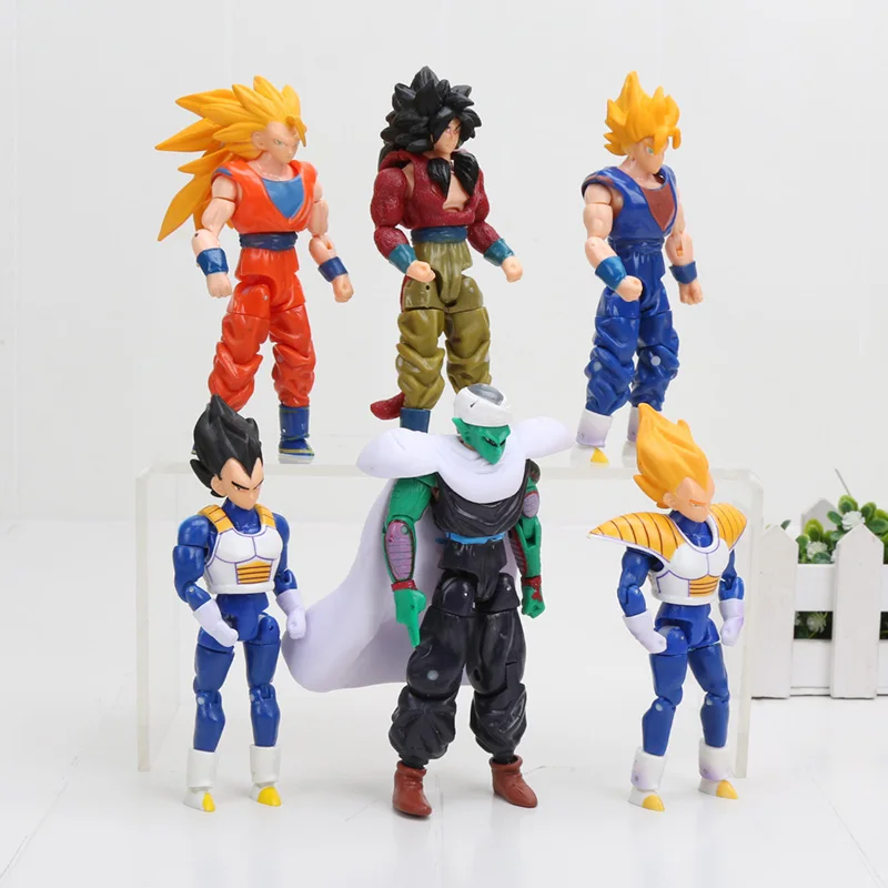 

13cm 6pcs/set Dragon ball z super saiyan son goku vegeta gogeta cell with crastal ball marbles PVC action figure toy