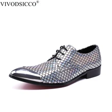 VIVODSICCO/новые деловые мужские модельные туфли; мужские кожаные туфли с рыбками; свадебные туфли; Social Sapato; мужские лоферы на плоской подошве
