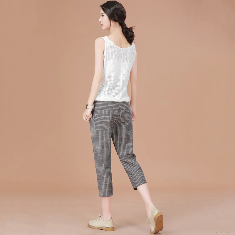 E TOY WORD Summer 2019 new Korean version harem pants tide retro striped casual pants women loose seven points pants women pants E TOY WORD Summer 2019 new Korean version harem pants tide retro striped casual pants women loose seven points pants women pants