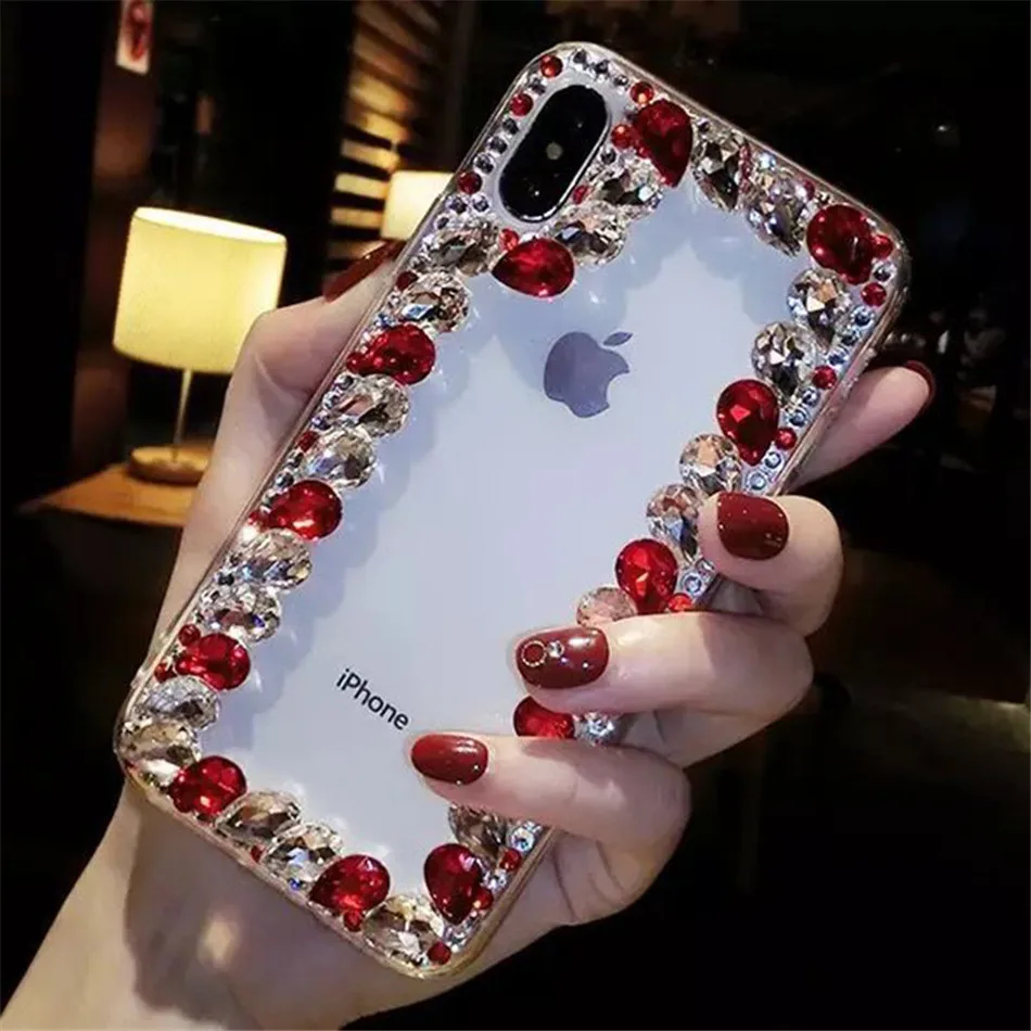 

XINGDUO For Samsung Note 8 9 Case luxury Rhinestone Soft edge acrylic Diamond Clear Crystal For galaxy S8 S9 S10 PLUSshell coque