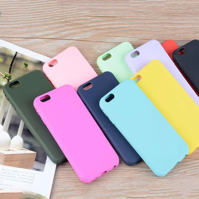 Матовый чехол для iPhone 6 6S карамельные цвета мягкий термополиуретановый материал