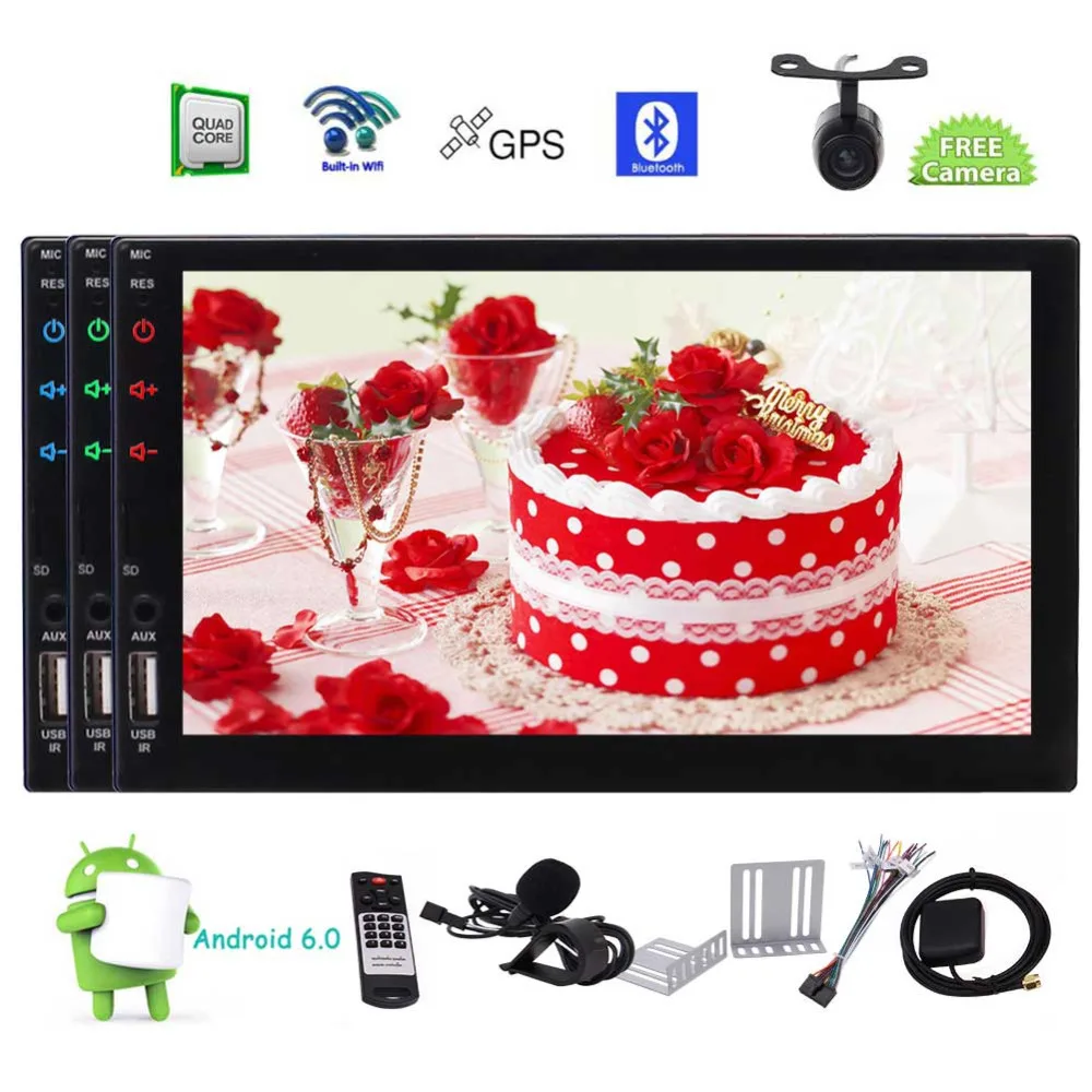 

Rear Camera+Car Stereo GPS Navigation in Dash Double Din Autoradio Head Unit 7'' Display Apple Car Player Android Auto Bluetooth