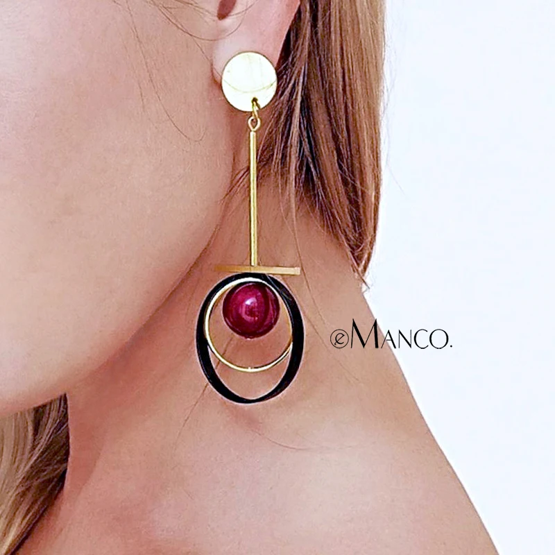 

eManco Acrylic Beads Making Round Dangle Earring Copper Iron Style Eye Shape Cosmetic Jewelry Gifts for Women Free Shipping