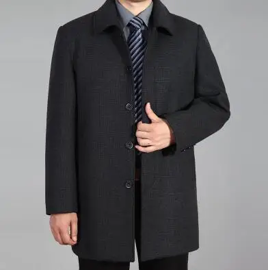 Однобортное повседневное шерстяное пальто, мужские тренчи, пальто с длинными рукавами, мужское кашемировое пальто casaco, английское зимнее плотное черное пальто