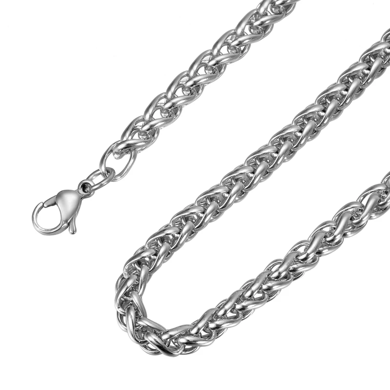Stainless Steel Silver Tone Twisted Rope Mix Chain Necklace For Jewelry