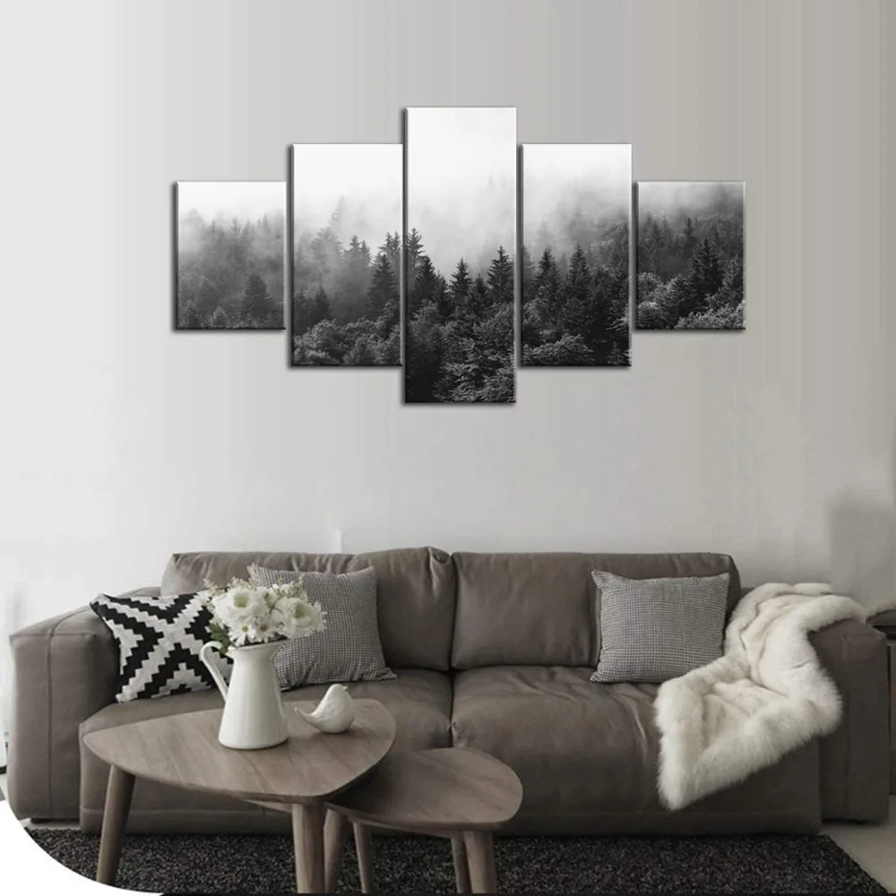 Nordic Decoration Forest Lanscape Wall Art Canvas Poster and Print Painting Decorative Picture for Living Room Home Decor | Дом и сад