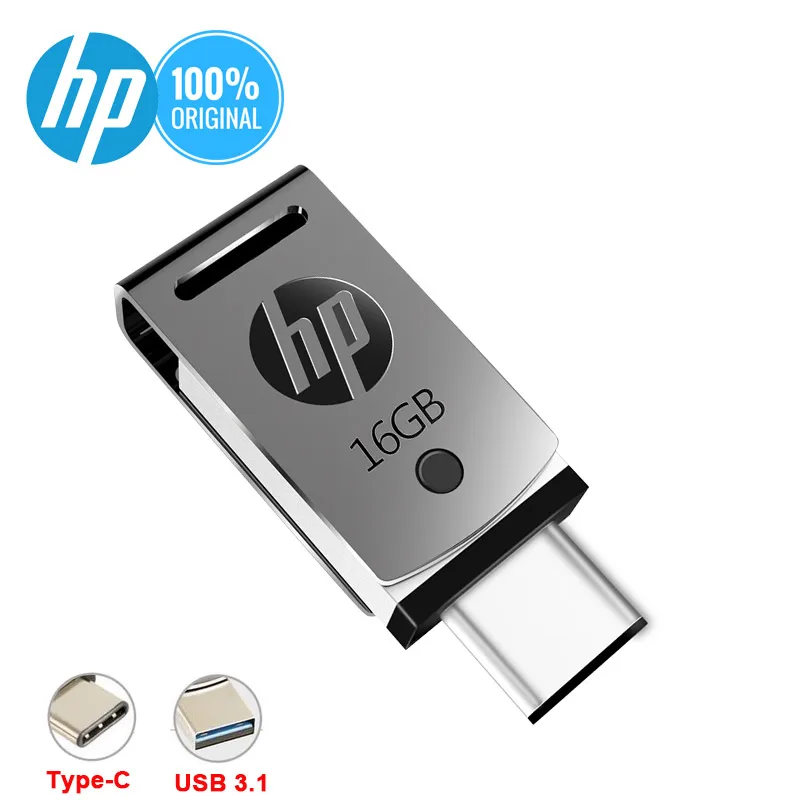 

HP USB Flash Drive 32gb 64gb 16gb USB3.1 Pendrive DIY LOGO Custom Flash Memory Stick Metal DJ Disk On Key USB C Type C Pen Drive