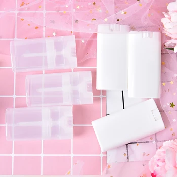 

10pc Clear White Lipstick Lip Tube Plastic Empty Diy Oval Lip Balm Tubes About 15g Portable Deodorant Containers