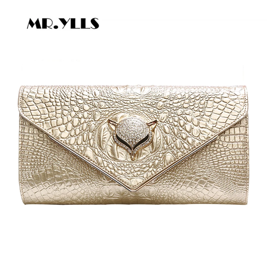 

Fox Pattern DiamondsTote Crocodile Texture Women Clutches Genuine Leather Women Handbags Solid Chains Females Handbags Bolsa New