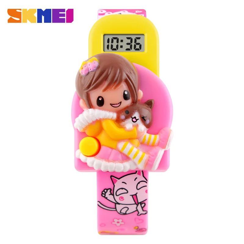 SKMEI новые детские электронные часы с героями мультфильмов Reloj модные студенческие милые детские часы Relogio Masculino спортивные наручные часы - Цвет: pink