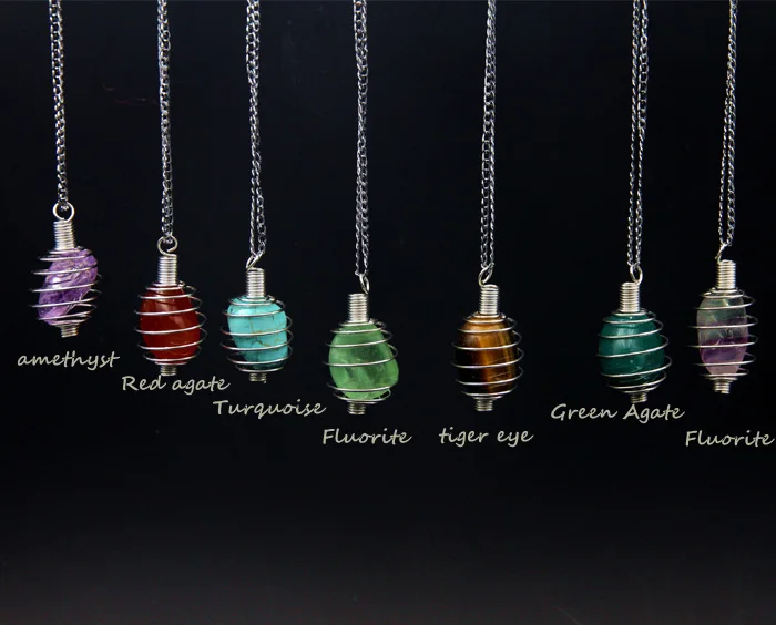 

Top Selling 2015 New bullet Natural Stone Quartz Spiral Necklaces For Women Crystal Pendant Best Gift