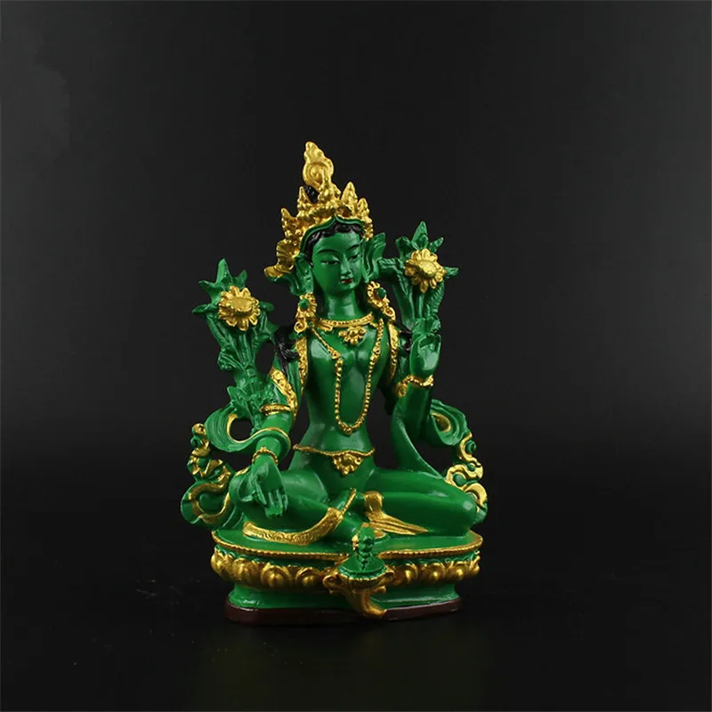13,5 см полимерный цветной окрашенный талисман эффективная семейная защита непальская/тибетская/индийская зеленая статуя Будды Бодхисаттва