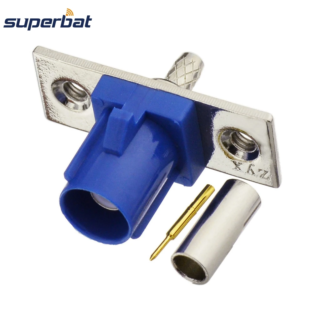 Superbat Fakra C 블루 수 2 홀 패널 RF 동축 커넥터, 케이블 RG316, RG174, LMR100, GPS 텔레매틱스 및 네비게이션용, 10 개