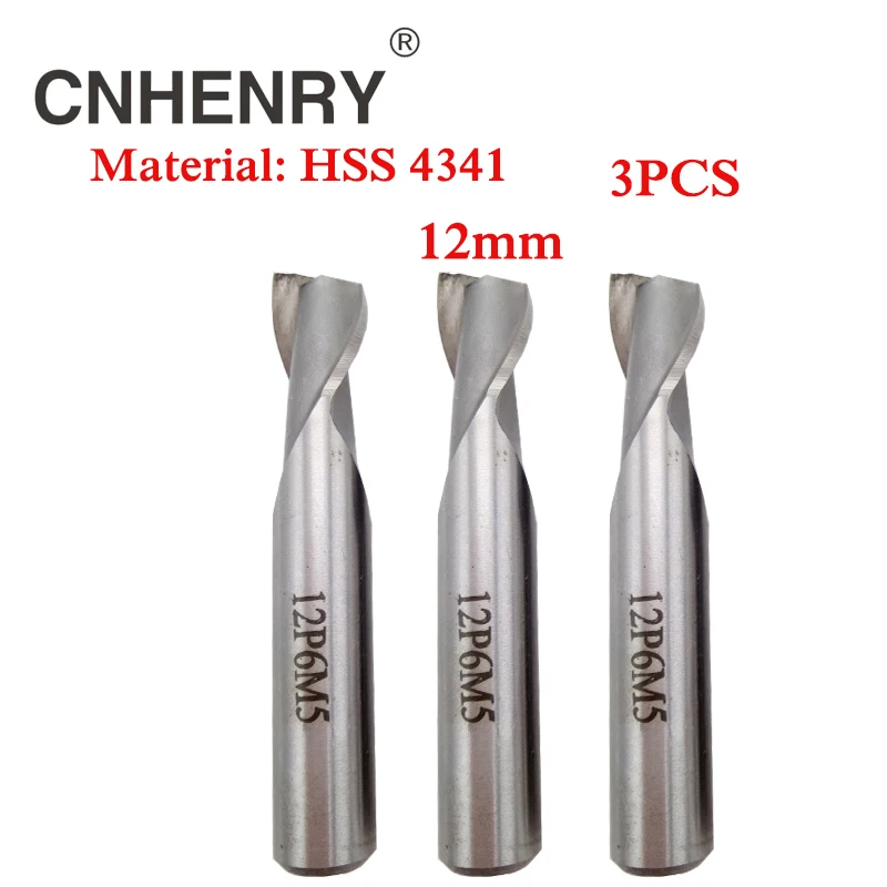 3 шт. 12 мм 2 флейты HSS Концевая фреза Набор бит фрезерного станка CNC Keyway для резца по