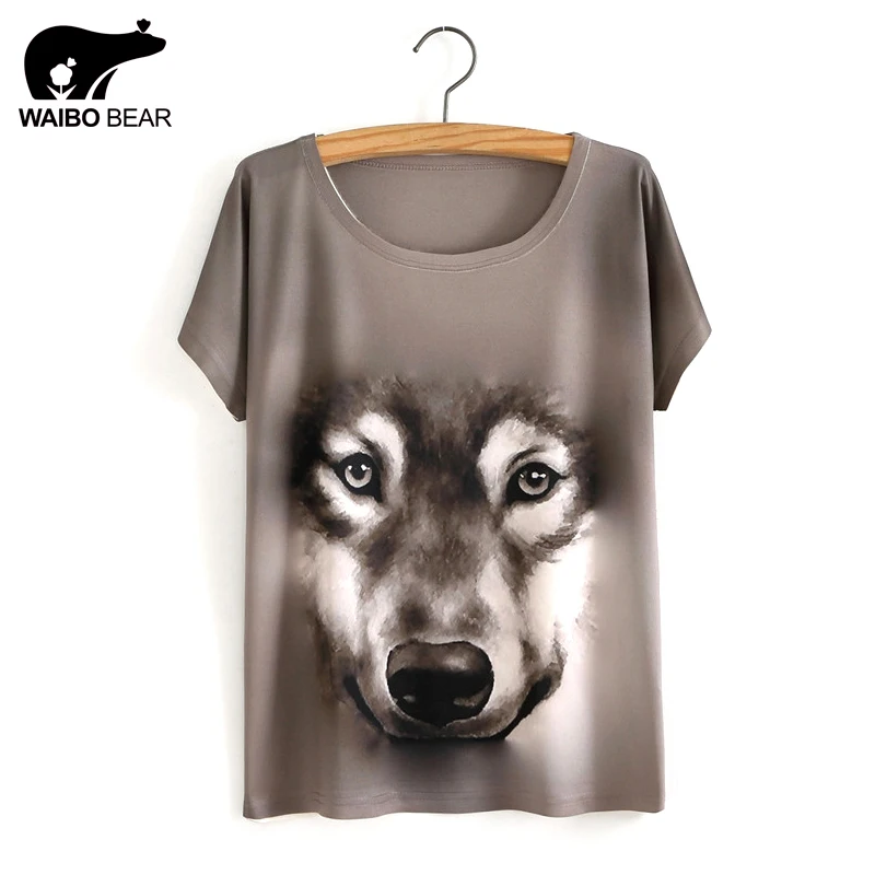 

2017 New Fashion 3D Wolf Print Spring Summer Woman Clothes T Shirt Tops Tshirt Tee shirt Printed Women Clothing