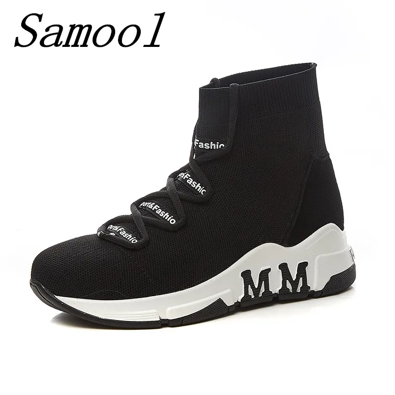 

2018 Spring Autumn Thick Bottom Flexible Sock Soots Women Breathable Stretch Fabric Socks Shoes Woman Casual Ankle Shoes jx3