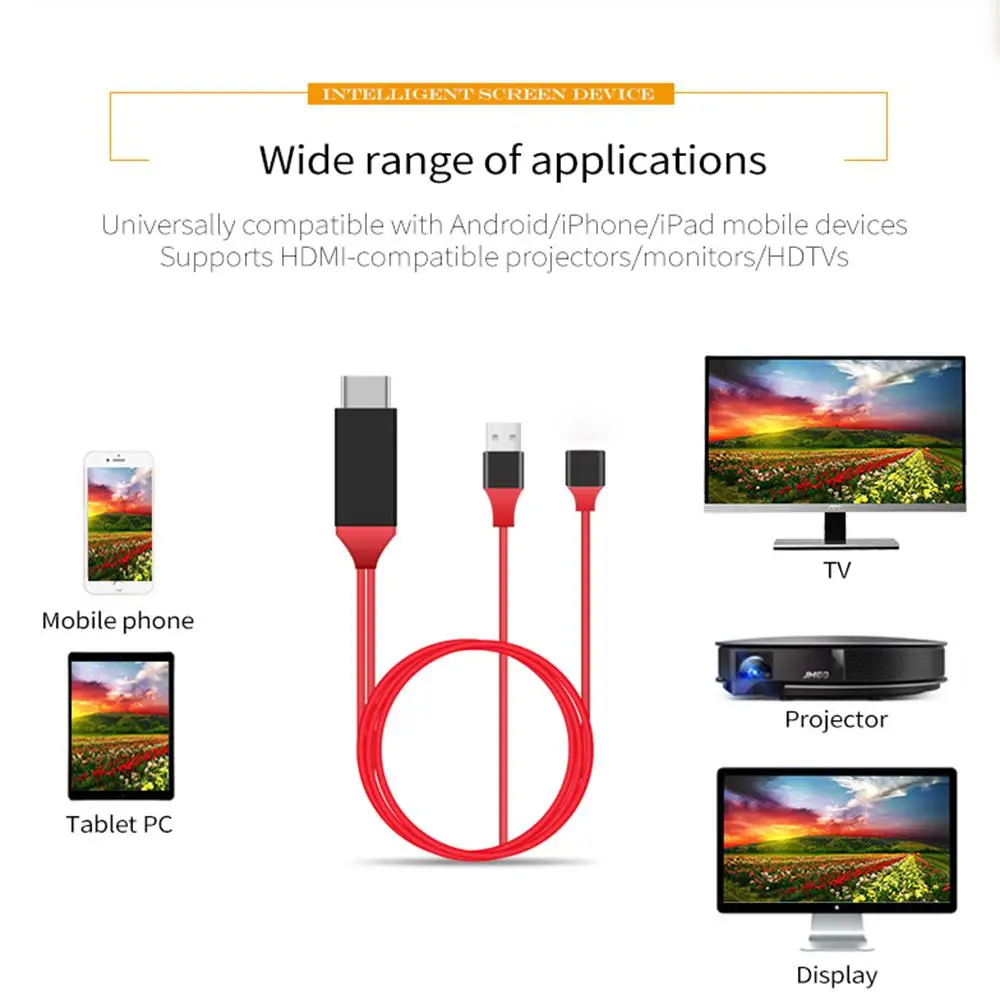 

For Samsung Galaxy S7 / S8 / S8 Plus 1M MHL to HDMI Adapter Micro USB to HDMI 1080P HD TV Cable Adapters For IOS Android TV PC