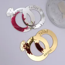 20 штук 7 см ширина на заказ Жених и невеста имя двойные кольца Свадебный декор акриловая наклейка для зеркала Praty персонализированный гость подарок