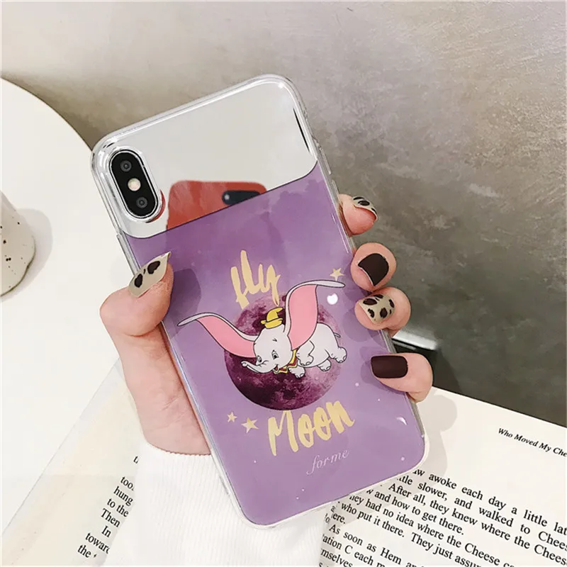 

Cute Cartoon Animal Flying Icon Phone Case For iphone XS MAX XR X 8 7 6 6s plus Glossy Mirror IMD Simple Love Back Coque