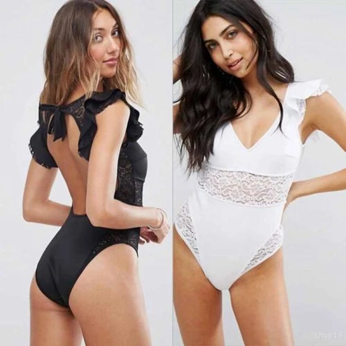 Cheap 2018 Womens Bandage Swimwear Ruffles Back Hollow Out Bow knot Lace Patchwork Swimsuit Push Up One-Piece Suits Cheap 2018 Womens Bandage Swimwear Ruffles Back Hollow Out Bow knot Lace Patchwork Swimsuit Push Up One-Piece Suits