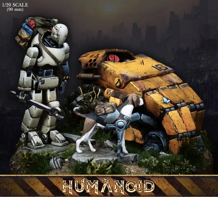 

resin assembly Kits 1/20 90mm Humanoid character and dog 90mm Unpainted Kit Resin Model Free Shipping