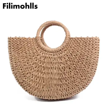 

Hand Woven Straw Bags Fashion Women Casual Tote Large Capacity Shopping Bags Women Handbags New 2019 Summer Beach Bag F-71
