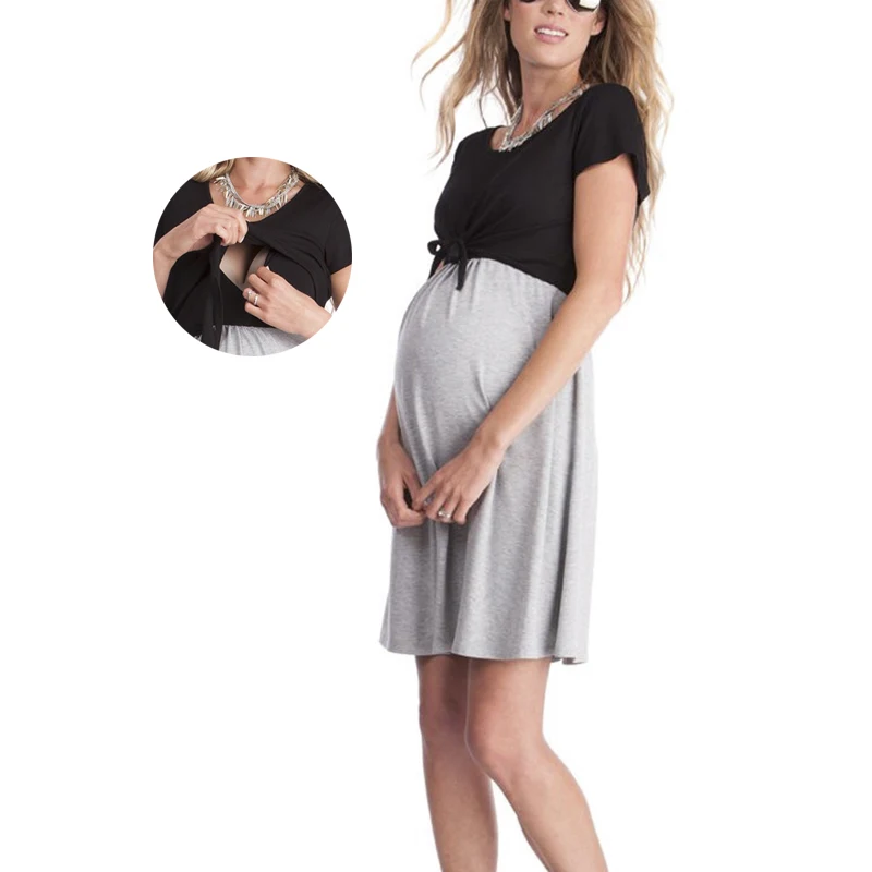 

Cotton Nursing Dresses Maternity Clothes Short Sleeve Women's Tops Breastfeeding Pregnancy for Pregnant plus size Dress elegant