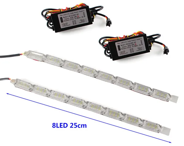 2 шт. гибкая светодиодная лента DRL Дневной ходовой светильник водонепроницаемый последовательный поток головной светильник переключатель бегунов угловой указатель поворота DRL - Цвет: 25CM 8LED