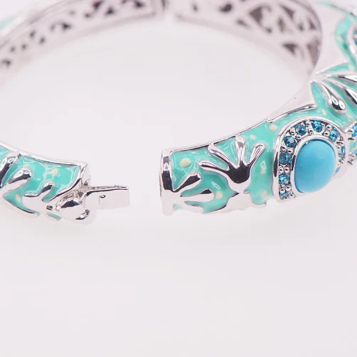 Зеленая эмаль с кристаллами циркона Фотогалерея TE408|silver crystal bracelet|crystal braceletbracelet