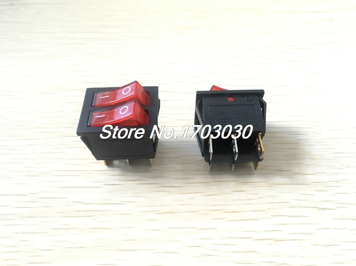 

2pcs Double SPDT ON/OFF 2 Position 6 Pins Red Neon Light Boat Rocker Switch