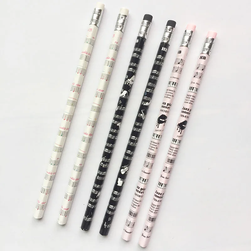 

48pcs/lot Music Notes Standard Wood Pencil Long Handle Writing Drawing Tool School Office Supply Student Stationery Kids Gift
