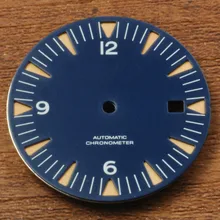 Детали часов 31 мм синий циферблат подходит для Miyota 8205/8215, Mingzhu DG2813/3804 механизм