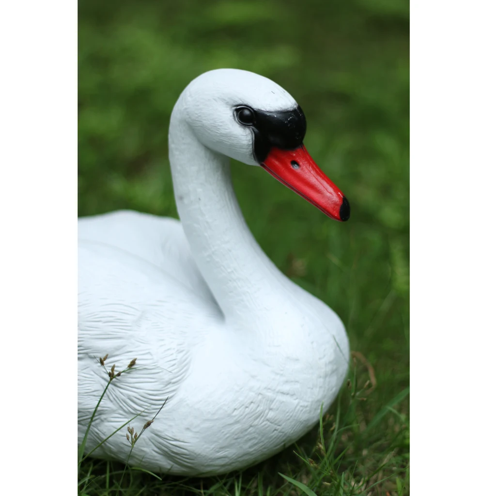 2x Full Size Plastic White Swan Decoy for Hunting Fishing Floating Swan Bird Garden Decoration 