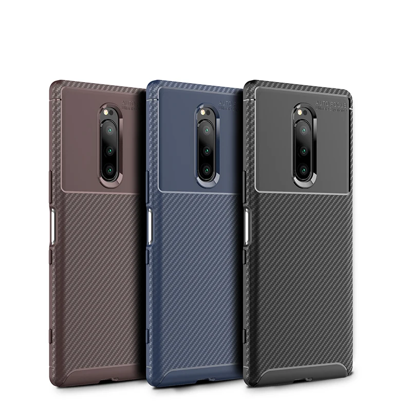

1Pcs Luxury Mobile Phone Cases for Sony Xperia1 XZ4 Silicone Drop Protection Gel carbon fiber Soft Shell
