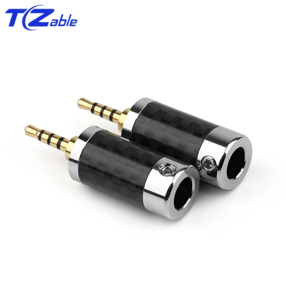 2 5mm 3 5mm Hifi Headphone Jack Solder 3 5 4 Poles Male Audio Plug Stereo Carbon Fiber Earphone Adapter Connector Balance Plug