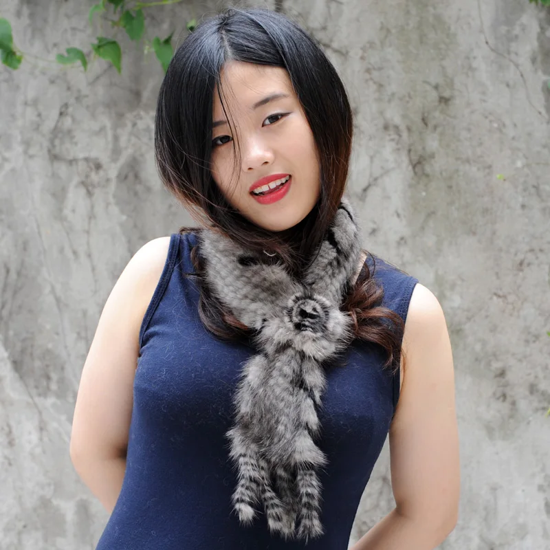 

CX-S-70H Female Knitted Real Mink Fur Scarf Winter Neck Women Natural Fur Scarves Wraps Mink