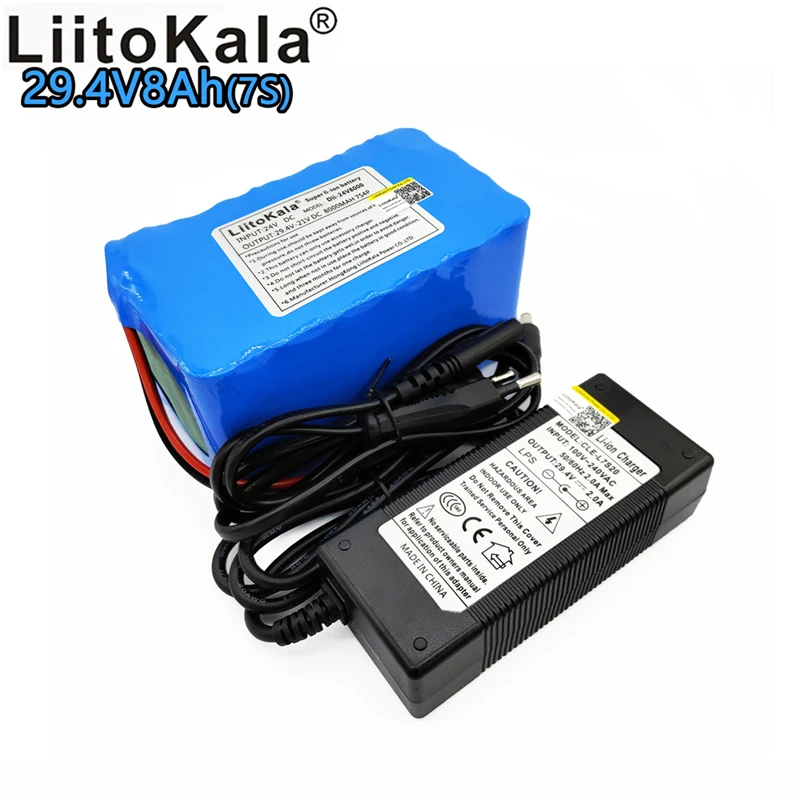 

Liitokala 24V 8000mAh rechargeable lithium battery 18650 29.4V 8Ah lithium ion 7S4P bms 15A battery pack robot power supply