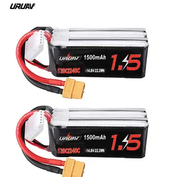 

1PCS/2PCS URUAV 14.8V 1500mAh 120/240C 4S XT60 Plug Lipo Battery for RC Car RC Drone FPV Quadcopter Multicopter Spare Parts