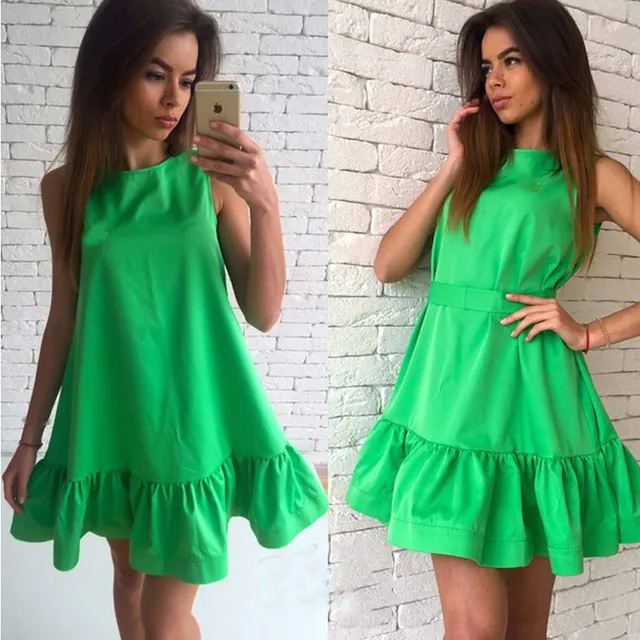 Trendy Women Clothes Sexy Summer Beach Dress 2017 New Design Solid Color Sleeveless Pleated Trendy Women Clothes Sexy Summer Beach Dress 2017 New Design Solid Color Sleeveless Pleated