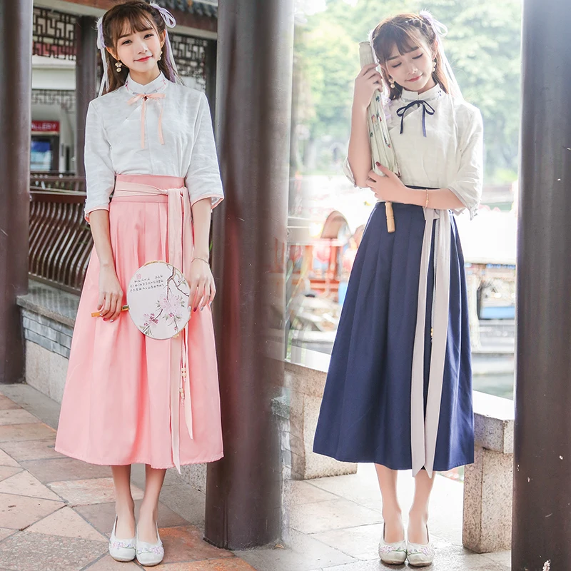Women/Female/Ladies Blue And Pink Hanfu Dress Chinese Style Traditional Ancient Costumes Folk Dance Clothes DQL374 | Тематическая