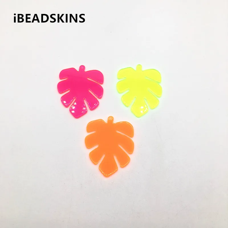 

New arrival! 50x40mm 50pcs acrylic Neon effect leaf-shape charms for stud earrings/earrings accessories/Earring parts DIY