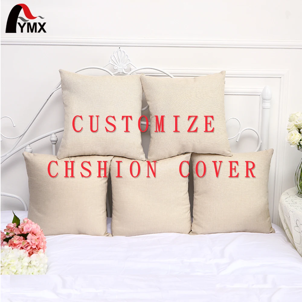 

FYMX Customized Cushion Cover With Your Image Printed Cotton Linen Throw Pillowcase Home Decor For Friends Gifts Drop Shipping