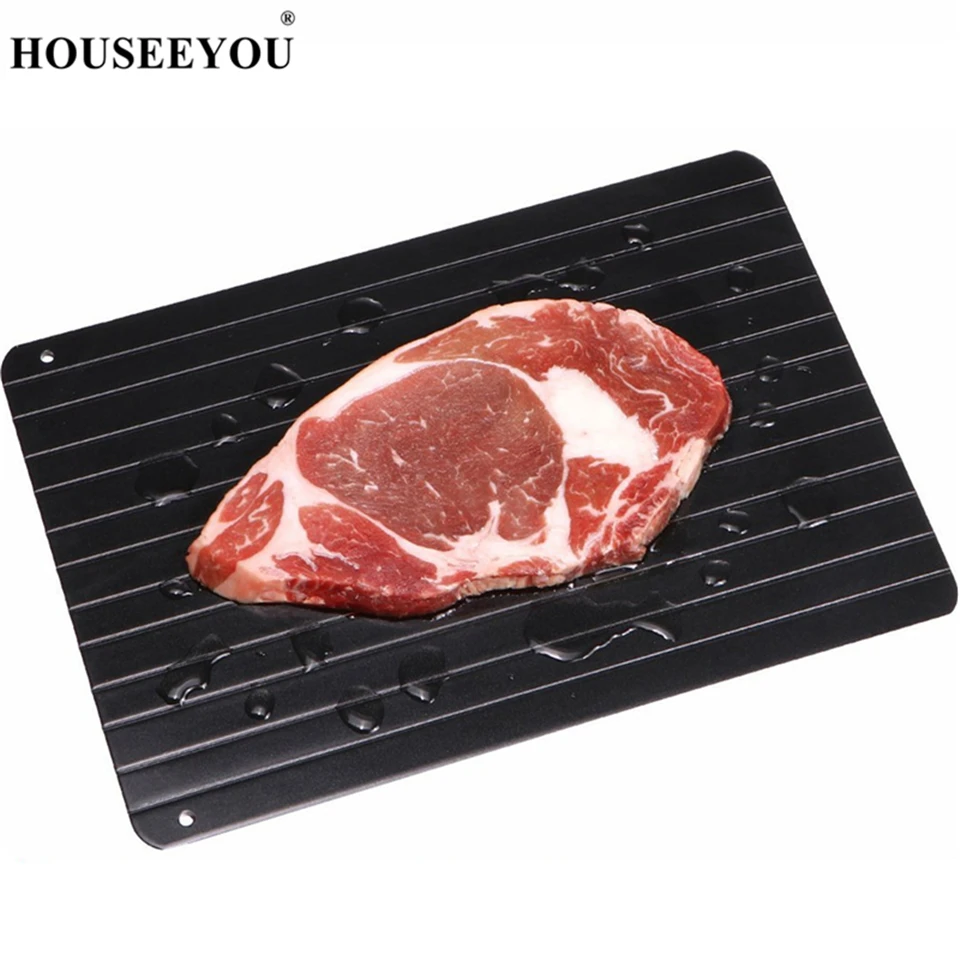 

HOUSEEYOU Magic Defrost Tray Metal Plate Defrosting Tray Safe Fast Thawing Frozen Meat Fish Sea Food Kitchen Cook Gadget Tool