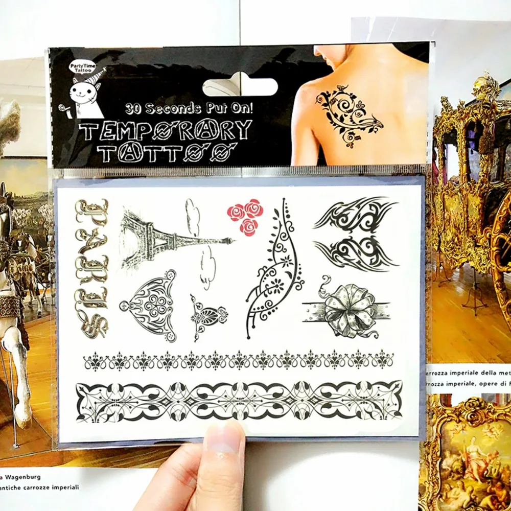 SHNAPIGN Сексуальная Эйфелева башня Временные татуировки боди арт флэш наклейки 17*10