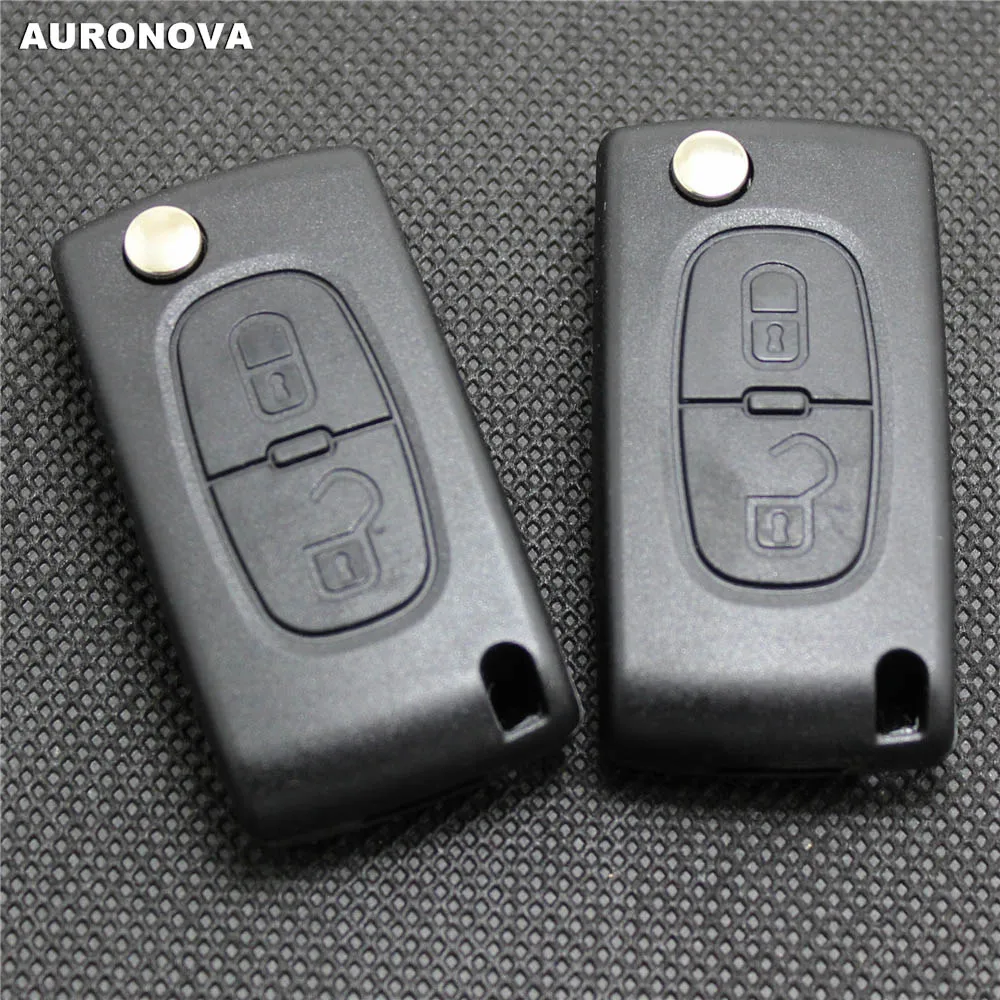 Auronova Складной Корпус ключа для Peugeot 307 308 407 607 2 кнопки дистанционного ключа автомобиля чехол без боковой паз