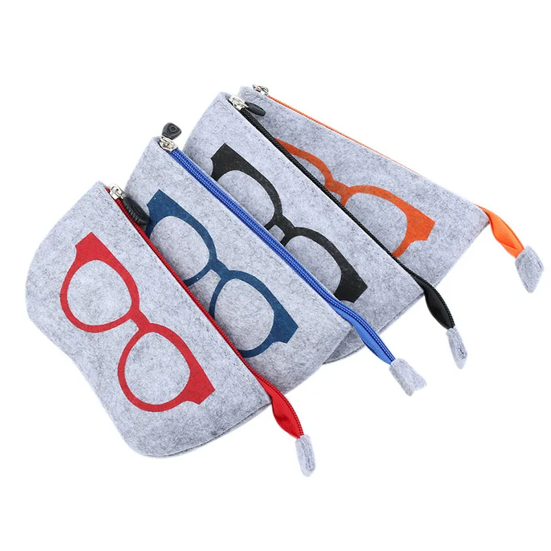 

2019 Hot Sale Unisex Zipper Eye Glasses Box Sunglasses Bag Pouch Case Storage Protector Bag Fashion Felt Eyewear Accessories