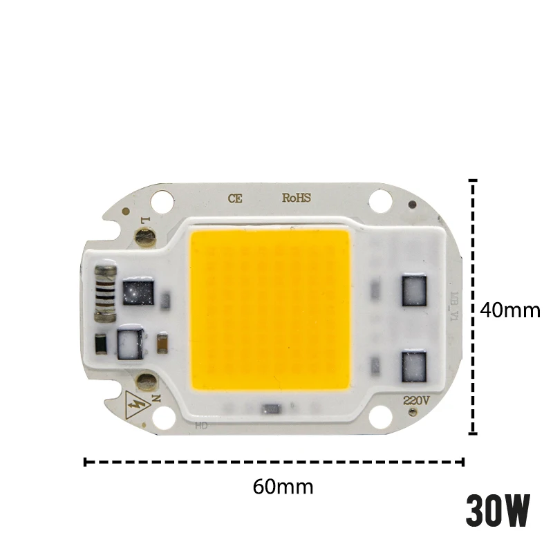 Светодиодный COB Чип 20 w 30 50 AC220V высокое Мощность смарт ic нет необходимости
