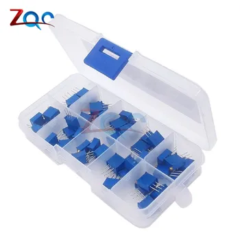 

1set 50pcs 3296W Multiturn Trimmer Potentiometer Kit High Precision 3296 Variable Resistor With Free Box electronic diy kit